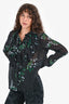 Ganni Black/White Polka Dot Floral Ruffle Top Size 38
