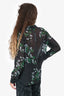 Ganni Black/White Polka Dot Floral Ruffle Top Size 38