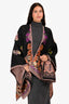 Etro Black/Orange Paisley Wool Poncho