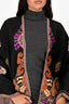 Etro Black/Orange Paisley Wool Poncho