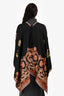 Etro Black/Orange Paisley Wool Poncho