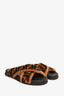 Fendi Black Fur Zucca Criss Cross Slides Size 40