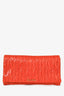 Miu Miu Orange Ruched Leather Clutch