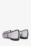 Pre-Loved Chanel™ Grey Mesh Camellia Flower Pointed Flats Size 35.5