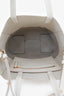 Celine White/Taupe Leather Cabas Bag with Strap