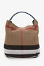 Burberry Nova Check/Navy Linen/Leather 'Ashby' Bucket Bag With Strap