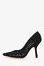 Christian Dior Black Knit Cannage Pointed Heels Size 37