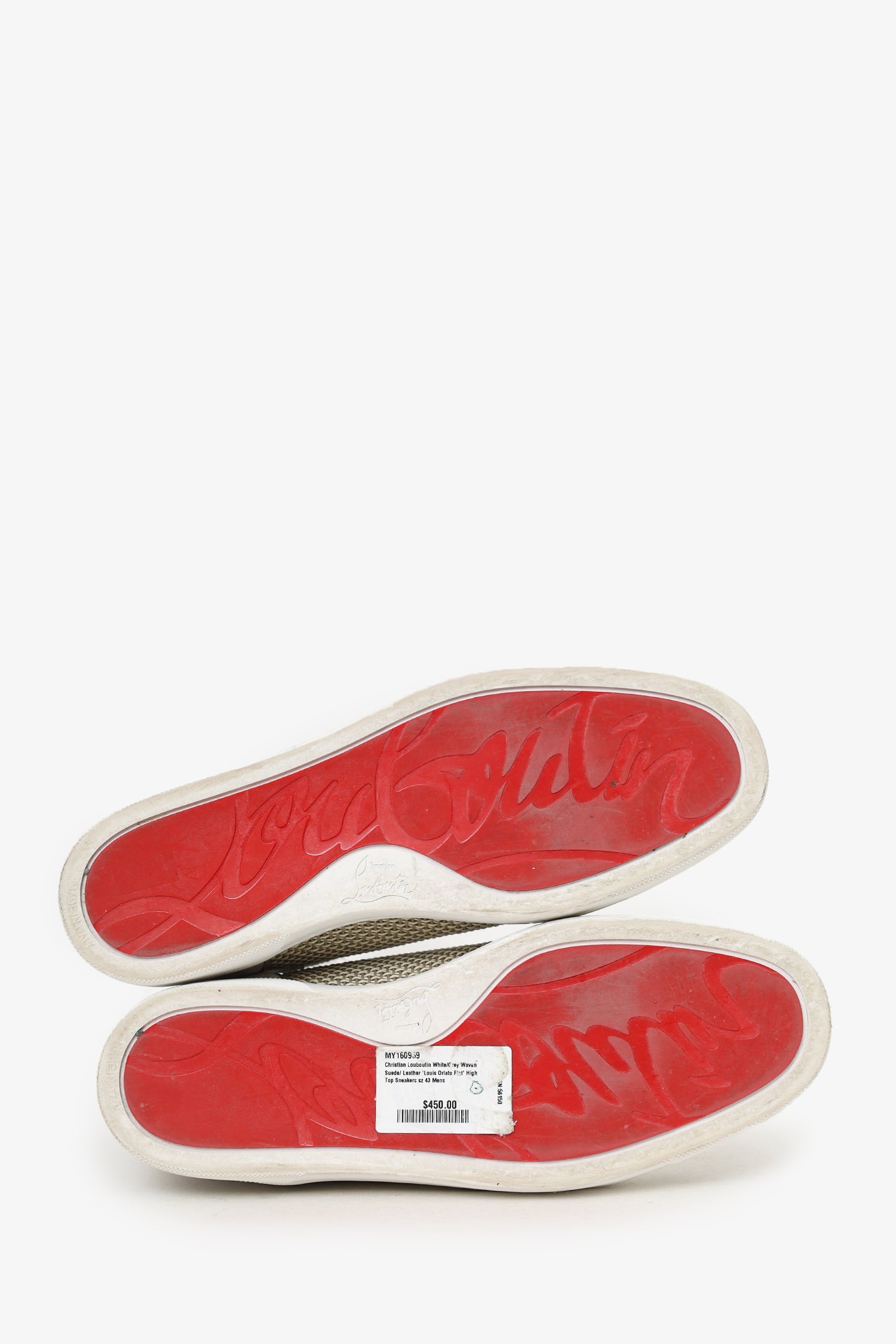 Christian Louboutin White/Grey Woven Suede/ Leather 'Louis Orlato