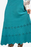 Sandro Teal Rosy Laser-cut Ponte Ribbed Midi Skirt Size 3