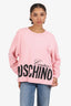 Moschino Couture Pink Logo Print Crewneck Sweater Size 8