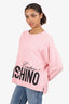Moschino Couture Pink Logo Print Crewneck Sweater Size 8