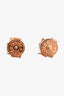 Hermès Rose Gold Tone Blue H Pop Stud Earrings