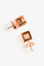 Hermès Rose Gold Tone Blue H Pop Stud Earrings