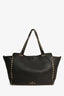 Valentino Black Grained Leather Rockstud Tote Bag with Strap