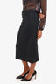 Miu Miu Grey/Black Plaid Back Split Midi Skirt Size 36
