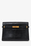 Saint Laurent Black Croc Embossed Medium Manhattan Shoulder Bag