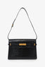 Saint Laurent Black Croc Embossed Medium Manhattan Shoulder Bag