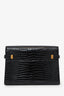 Saint Laurent Black Croc Embossed Medium Manhattan Shoulder Bag