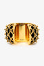 Saint Laurent Black/Gold Velvet Crystal Embellished Wide Cuff