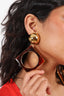 Saint Laurent Gold Tone Resin Cabochon Oct Earrings