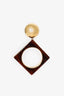 Saint Laurent Gold Tone Resin Cabochon Oct Earrings