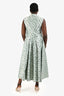 Miu Miu Silver/Green Floral Jacquard Crystal Button Up Maxi Dress Size 38