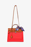 Hermès 2018 Red/Brown Canvas/Leather Herbag 31 with Twilly