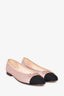 Pre-Loved Chanel™ Pink/Black Satin CC Logo Ballet Flats Size 39