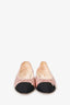 Pre-Loved Chanel™ Pink/Black Satin CC Logo Ballet Flats Size 39