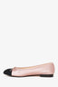 Pre-Loved Chanel™ Pink/Black Satin CC Logo Ballet Flats Size 39