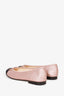 Pre-Loved Chanel™ Pink/Black Satin CC Logo Ballet Flats Size 39