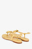 Pre-Loved Chanel™ Yellow Leather Camellia Flower Sandals Size 38.5