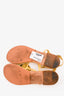 Pre-Loved Chanel™ Yellow Leather Camellia Flower Sandals Size 38.5