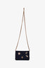 Pre-Loved Chanel™ 2018-19 Navy Felt Quilted Paris-Hamburg Wallet on Chain
