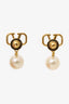 Valentino Gold Tone VLogo Signature Earrings With Swarovski Pearl Drop