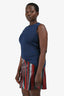 Louis Vuitton Blue/Red Knit Striped Mini Dress Size L