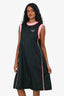 Prada Black/Pink Nylon Sleeveless Triangle Logo Midi Dress Size 38