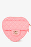 Pre-Loved Chanel™ 2022 Pink Leather Quilted Heart CC Shoulder Bag