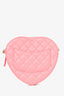 Pre-Loved Chanel™ 2022 Pink Leather Quilted Heart CC Shoulder Bag