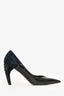 Louis Vuitton Black Leather/Navy Suede Curved Heels Size 37