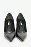 Louis Vuitton Black Leather/Navy Suede Curved Heels Size 37