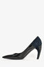 Louis Vuitton Black Leather/Navy Suede Curved Heels Size 37