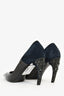 Louis Vuitton Black Leather/Navy Suede Curved Heels Size 37