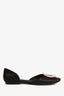 Roger Vivier Black Satin Crystal Embellished Buckle Flats Size 35