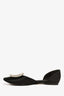 Roger Vivier Black Satin Crystal Embellished Buckle Flats Size 35