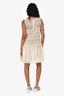 Red Valentino Beige Silk Embroidered Sleeveless Mini Dress Size 44