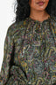 Officine Générale Green Graphic Printed Long Sleeves Midi Dress Size S