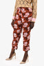 Ganni Brown/Pink Leaf Patterned Pants Size 36