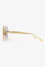 Fendi Gold Frame Crystal Baguette Square Sunglasses