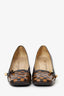 Louis Vuitton Black Leather Damier Ebene Square Toe Pumps Size 36.5